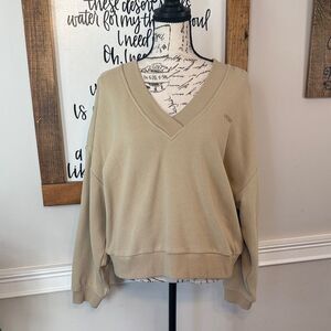 DKNY Sport Tan V-Neck Crop Sweater